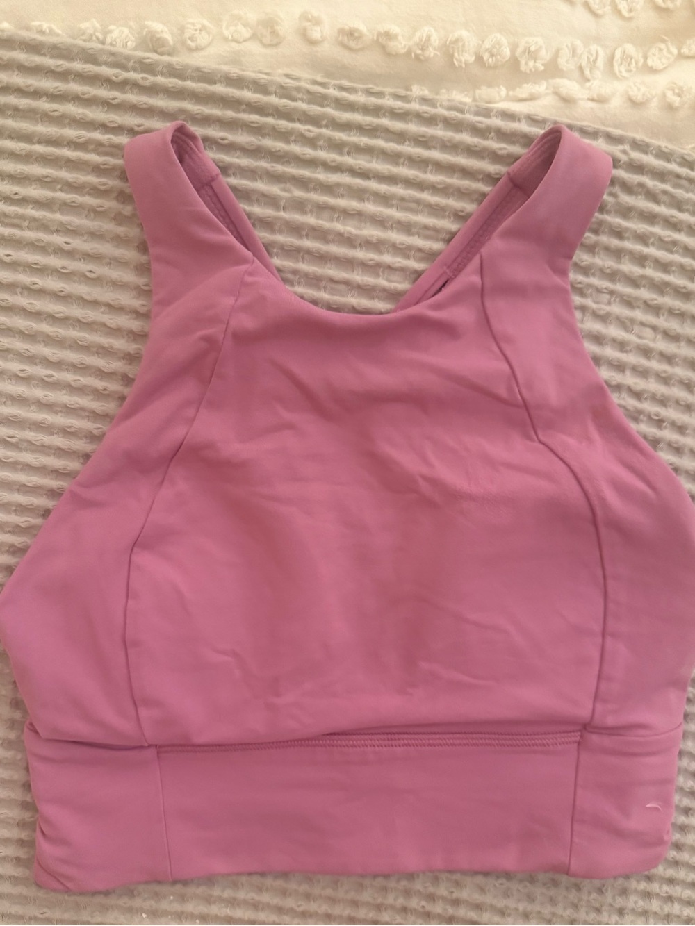 lululemon athletica High-Neck Crop Sports Bra Top — Light Pink